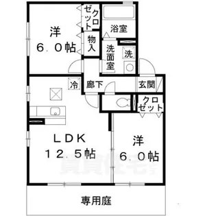 2LDKの間取り画像