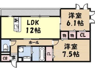 グロリアハイツ はびきの A棟【1階】の間取り