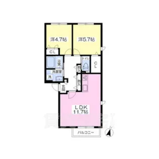 ベルヴィレッジ鴻仏目2 A棟【2階】の間取り