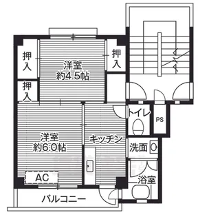 ビレッジハウス曽大根1号棟【304号室】の間取り