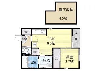 ハーモニーテラス下小阪【1階】の間取り