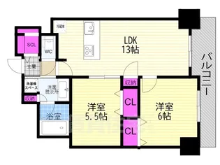 プレサンスロジェ四条大宮駅前【6階】の間取り