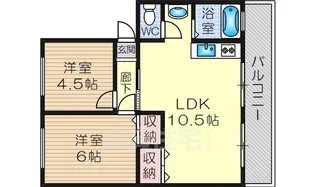 ヴィラ北野【402号室】の間取り