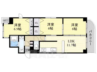 コスモ枚方公園【4階】の間取り