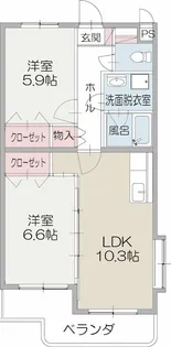 メルベーユ大嶋II【101号室】の間取り