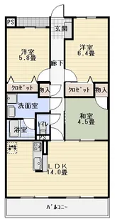 シャトー草薙【4階】の間取り