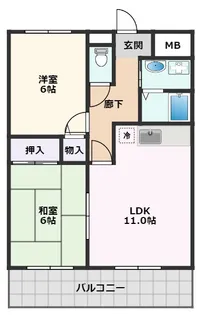 サンハイツ新芦屋【1階】の間取り