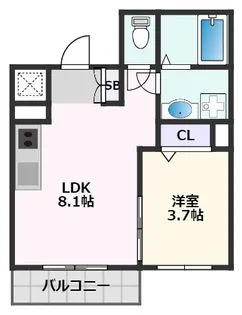 GRANDIR吹田【102号室】の間取り
