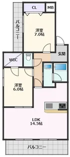 第8レジデンスオクノ藤が丘【1階】の間取り