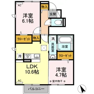 サニーガーデン B【106号室】の間取り