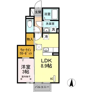 T−ルーム中角 Ⅱ【102号室】の間取り