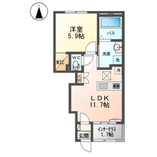 瀬上町壱丁田新築アパート【1階】の間取り