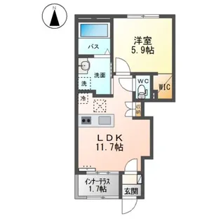 瀬上町壱丁田新築アパート【1階】の間取り