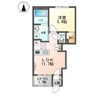 瀬上町壱丁田新築アパート【1階】の間取り