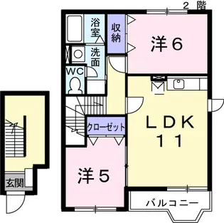 プチハウス堂宮敷【2階】の間取り