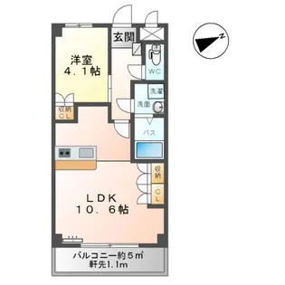 アクティブシティー 一里塚【3階】の間取り