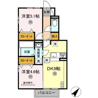 カーサ・リリー D【1階】の間取り