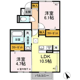 サニーガーデン B【105号室】の間取り