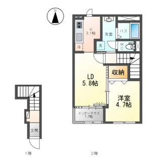 野田町6丁目新築アパート B棟【2階】の間取り