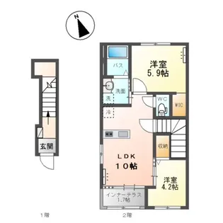 宮代新築アパート B棟【2階】の間取り