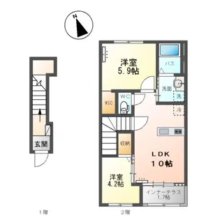 宮代新築アパート A棟【2階】の間取り