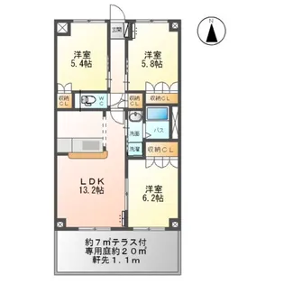 ガーデンヒルズ【1階】の間取り