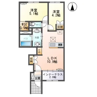 笹谷字中谷地新築アパート B棟【1階】の間取り