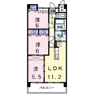 グランソレイユ西中央【4階】の間取り