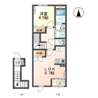 永井川新築アパートB棟【2階】の間取り