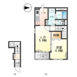 永井川新築アパートA棟【2階】の間取り
