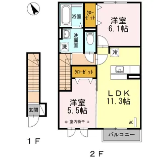 サンライズコーポ C【2階】の間取り