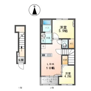 笹谷字中谷地新築アパート A棟【2階】の間取り