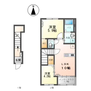 笹谷字中谷地新築アパート A棟【2階】の間取り