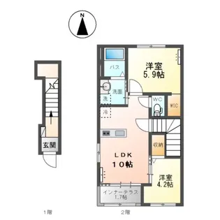 笹谷字中谷地新築アパート A棟【2階】の間取り