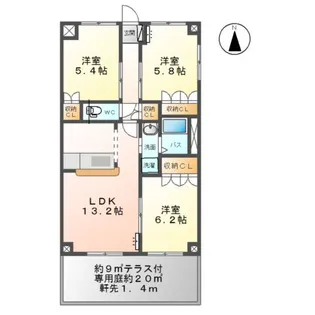 ガーデンヒルズ【1階】の間取り