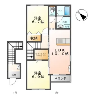 ユニヴェール宮代【2階】の間取り