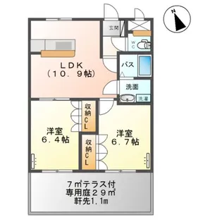 クオリティー・ハイムS【1階】の間取り
