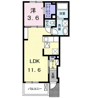 グラース メゾン中ノ町Ⅱ【1階】の間取り