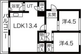 札幌西月寒団地4号棟【203号室】の間取り