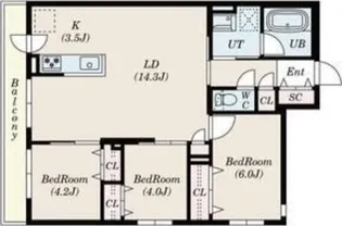 S-RESIDENCE南郷clarity【3階】の間取り