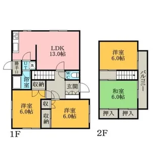 北海道札幌市白石区菊水元町二条1丁目【一戸建】の間取り