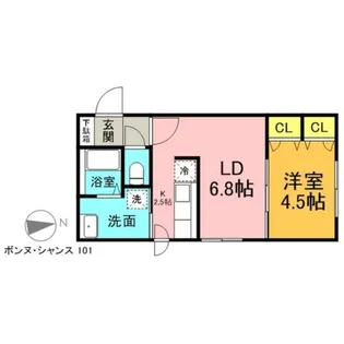 ボンヌ・シャンス【1階】の間取り