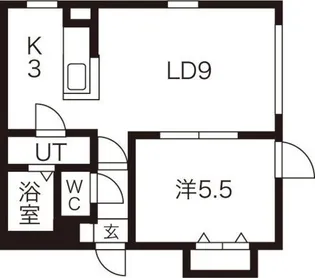 ビストロシェモア月寒【102号室】の間取り