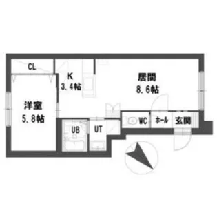 グランメール月寒公園B【4階】の間取り