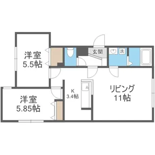 サリーヴィラ月寒東【401号室】の間取り