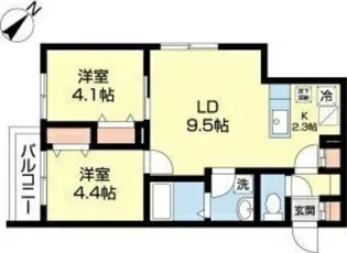 ファランドール美園【1階】の間取り