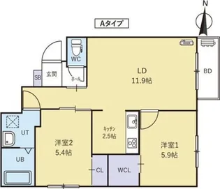 URBAN FLATS平岸Ⅱ【1階】の間取り