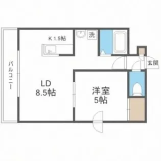 ドエル札幌南6条Ⅱ【6階】の間取り