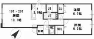 ルミエールピースアベニュー【2階】の間取り