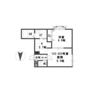 ルミエールセキデンハウス平岸【2階】の間取り